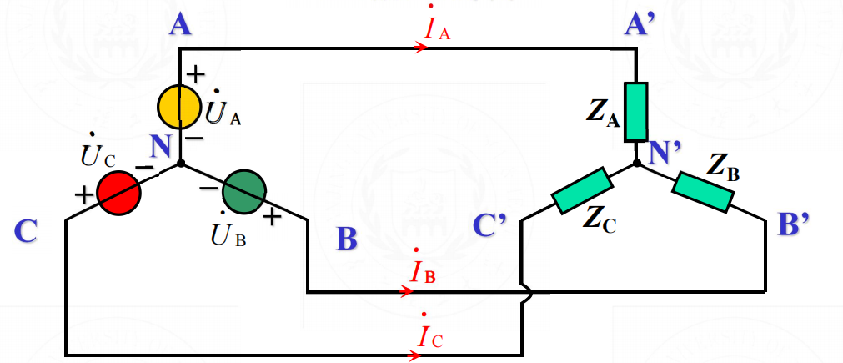 三相三线制且不对称电路